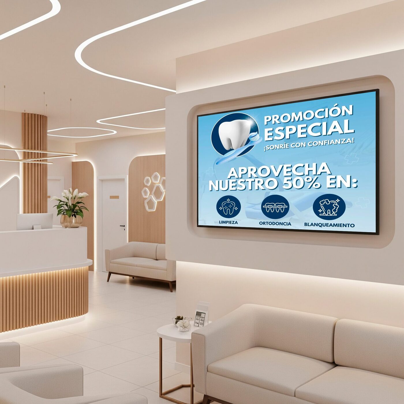 Tótem digital en la recepción de una clínica